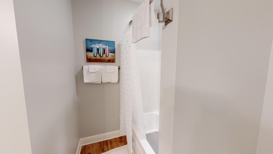 Tub/shower combo in the bunkroom bath