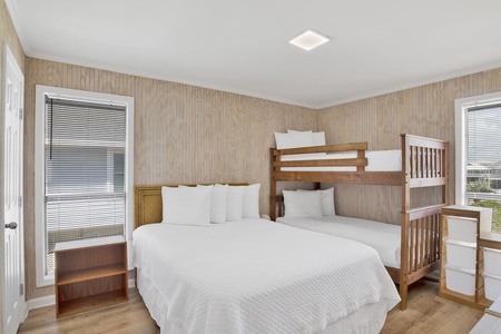 Bedroom 3 offers a Queen bed and Twin Bunk bed