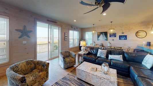 Spacious living area with balcony access