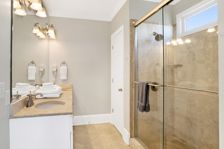 Large tiled walk-in shower