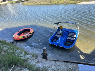 Paddle boat right on the little lagoon