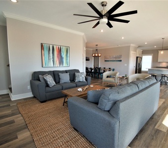 Living area has a sleeper sofa, sleeps 2, and TV