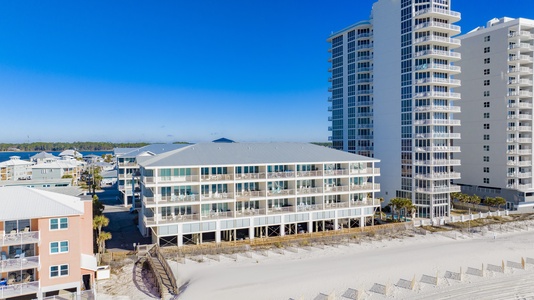 Convenient beach boardwalk