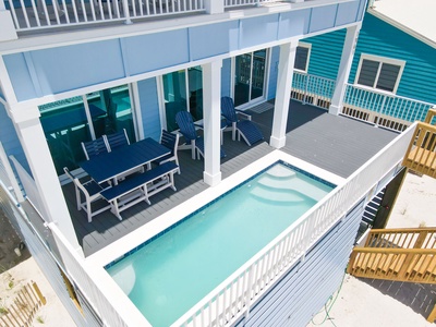 Millie's Sandcastle is a direct beachfront home with a private pool that can be heated during the cooler months