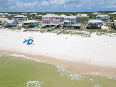 View of Just Nuts Too and the beach area from the Gulf