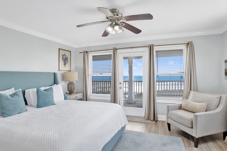 The master bedroom is located on the 2nd floor offers balcony access and private bathroom