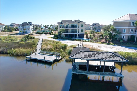 Private pier with a boat house and lift