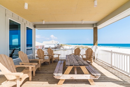 Covered deck with picnic table