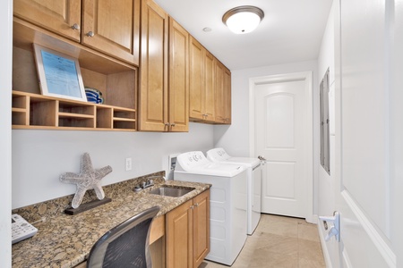 Laundry room and desk area