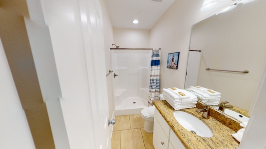 Kiran-A101-Private bath in Bedroom 2 with a walk-in shower