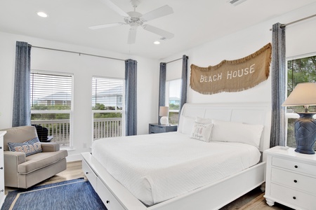 The master bedroom sleeps 2 and offers a private, attached bathroom