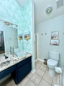 Hello Sunshine:  private guest bathroom with a walk-in shower