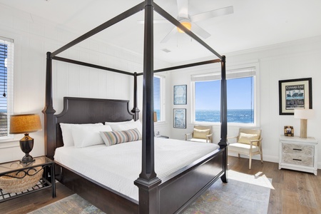 Bedroom 3 on the 2nd floor has a king bed, TV, Private bathroom and Gulf views