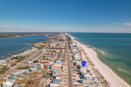 Birdseye view looking East down West Beach Blvd