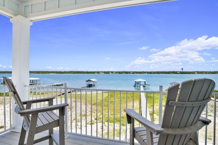 The private balcony has views of the Little Lagoon