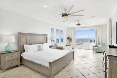 Hammock Dunes East-Bedroom 1 (Master) is on the 1st floor with a king bed and Gulf views