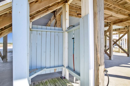 Outdoor shower for rinsing off the sand and salt