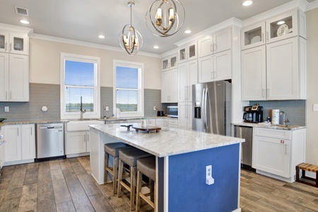 Additional island seating and 2 refrigerators