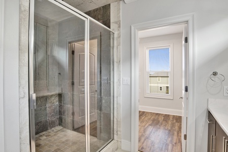 Walk-in shower and large closet
