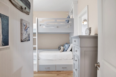 Whale Bedroom 2 - 2nd floor has 1 twin over twin bunk and 1 queen over queen bunk