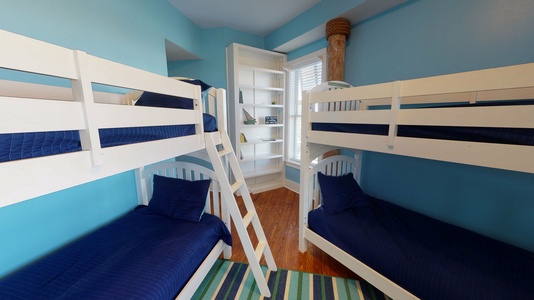 Bedroom 3, main level, 2 sets of twin bunks, sleeps 4; TV; private bath