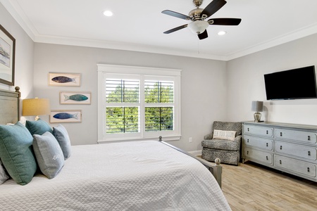 Bedroom 3 offers a Queen bed and TV