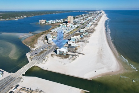 Birdseye view of West Beach Blvd and the Pass