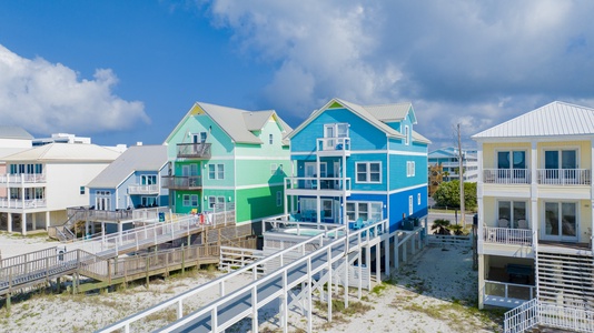 New Trex decking on the private beach boardwalk plus an outdoor shower