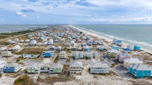 View of Breakers 2 and the Ft Morgan peninsula looking east