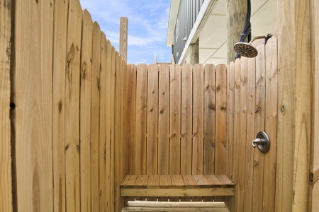 Enclosed outdoor shower