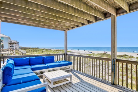 Large sectional provides plenty of room for the family to enjoy to outdoors
