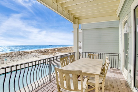 2nd floor balcony with outdoor dining