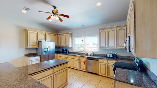 Large fully equipped kitchen