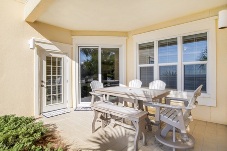 Large patio with seating and dining