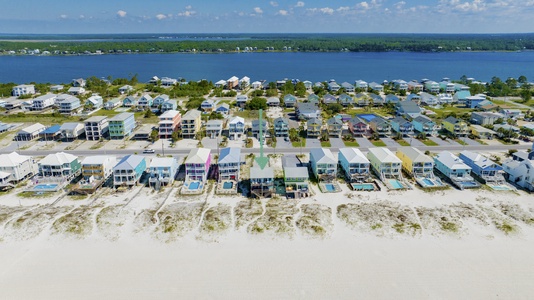 Nestled south of the Little Lagoon, directly on the Gulf