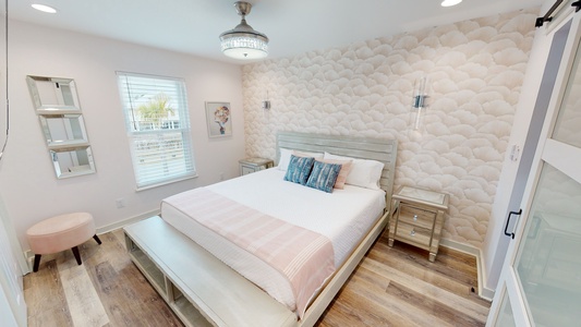 The Master bedroom features a king size bed