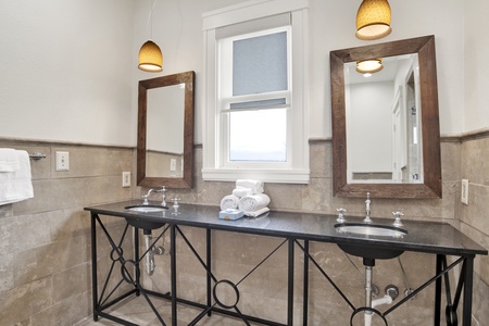 Private master bath with a double vanity