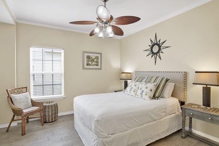 Bedroom 2 on the 1st floor with a queen bed