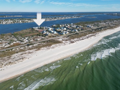 The beach is directly across from Blue Heron