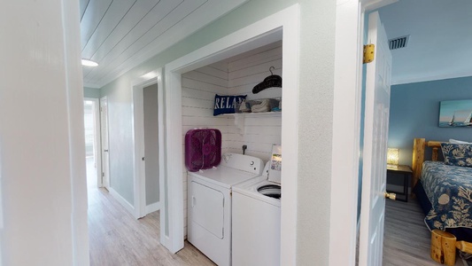 Laundry closet with full size washer and dryer