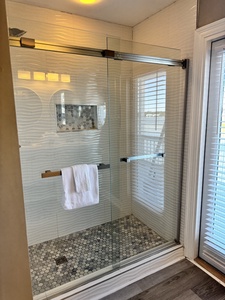Walk-in tile shower