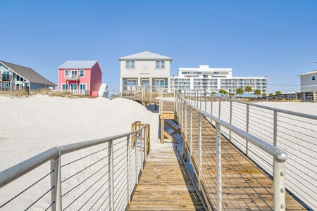 The beach walkover has a ramp leading to the sand