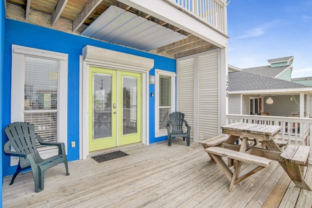 East-front deck with outdoor dining