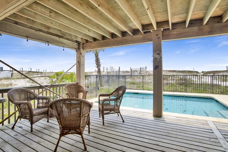 Shaded seating under the home