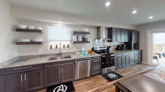 Open updated kitchen and dining area