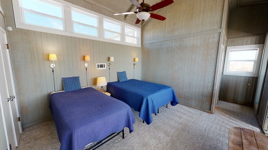 The loft features a twin and a full bed.