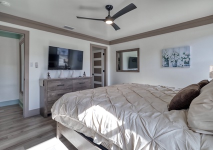 King size bed and TV