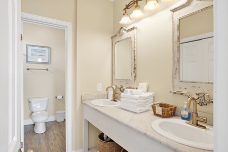 Private master bathroom with double vanities