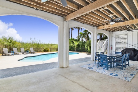Enjoy shade or sun in the outdoor oasis
