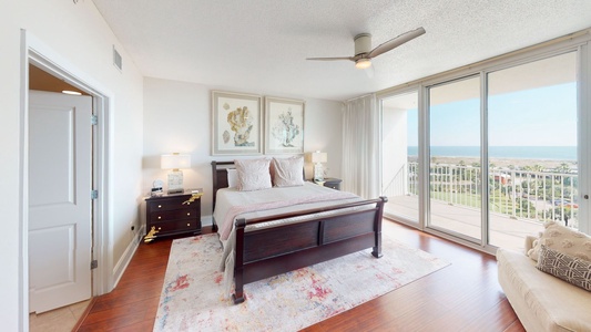 The Master bedroom features a king size bed and spectacular views with balcony access